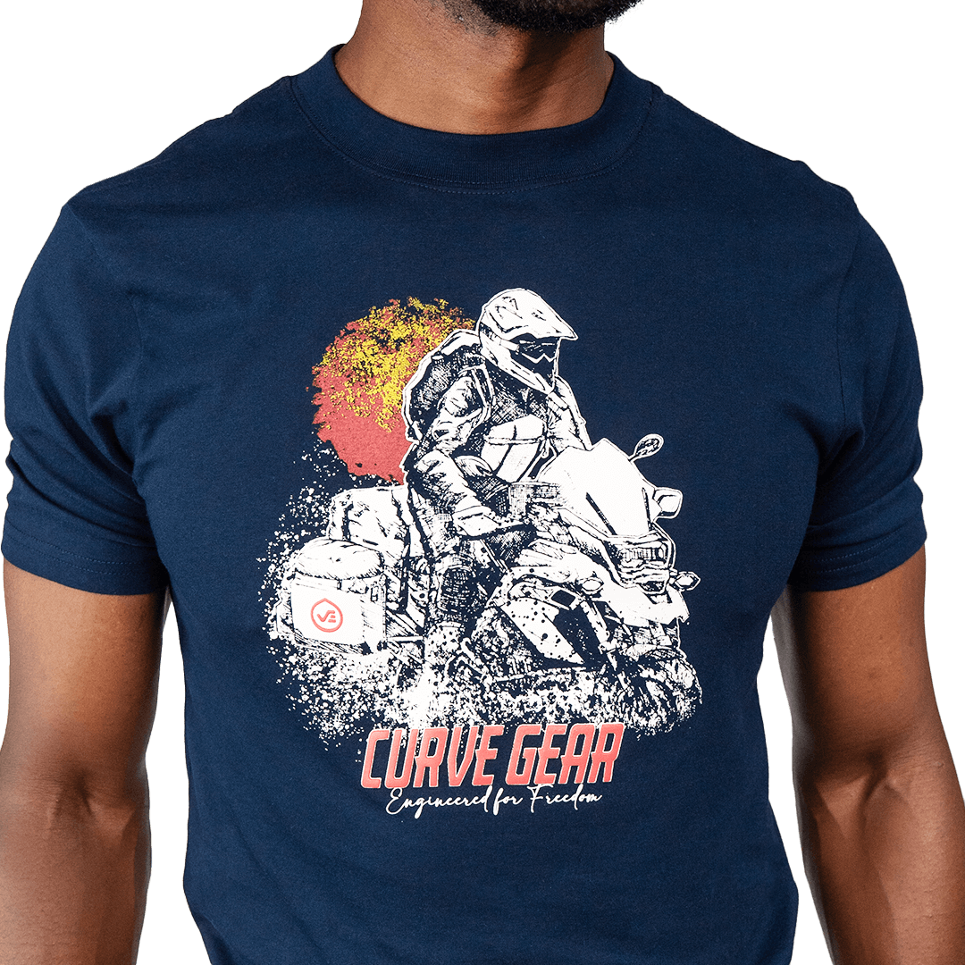 Café Racer Outdoor Adventure T-shirt Navy - Curve Gear