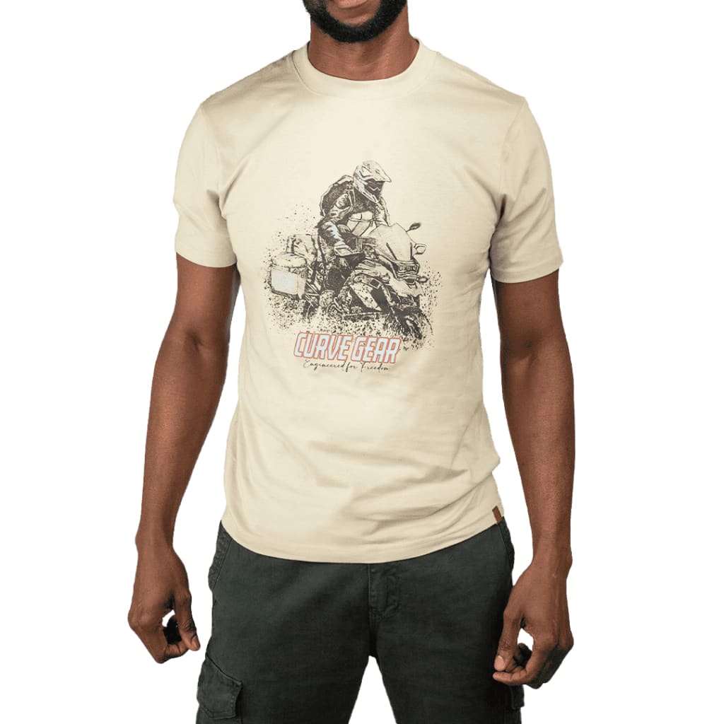 Café Racer Outdoor Adventure T-shirt Stone - Curve Gear