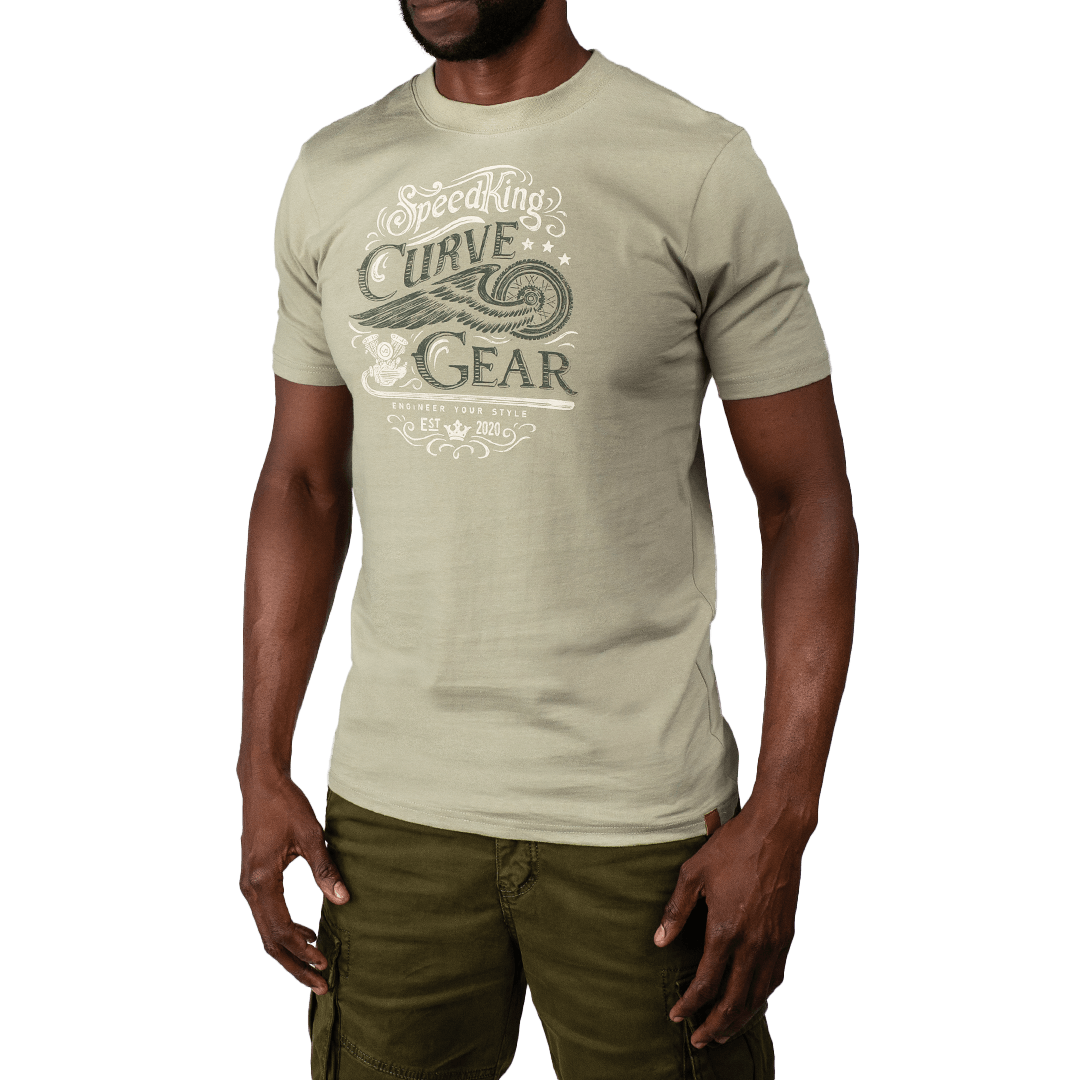 Café Racer Speed King T-Shirt Moss Green - Curve Gear