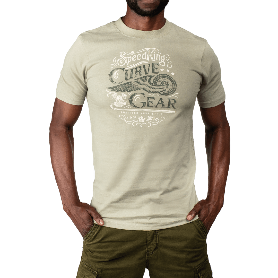 Café Racer Speed King T-Shirt Moss Green - Curve Gear