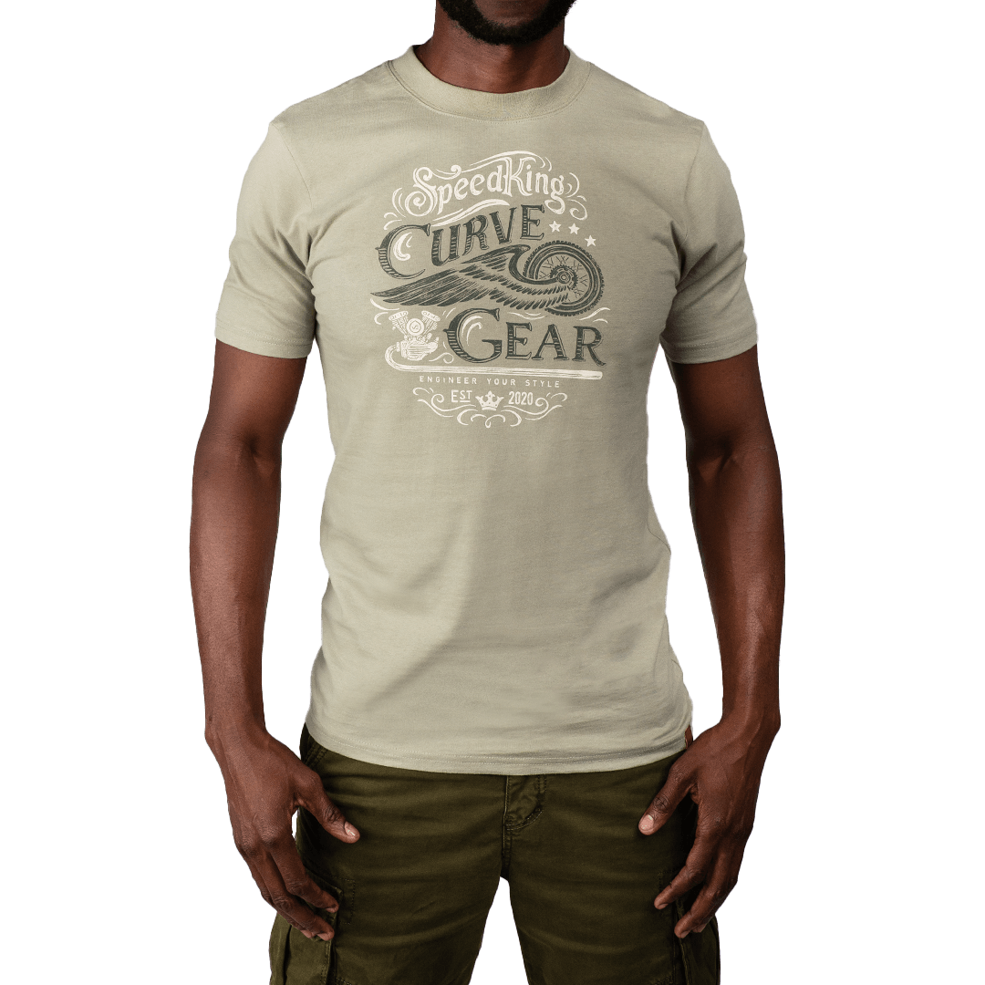 Café Racer Speed King T-Shirt Moss Green - Curve Gear