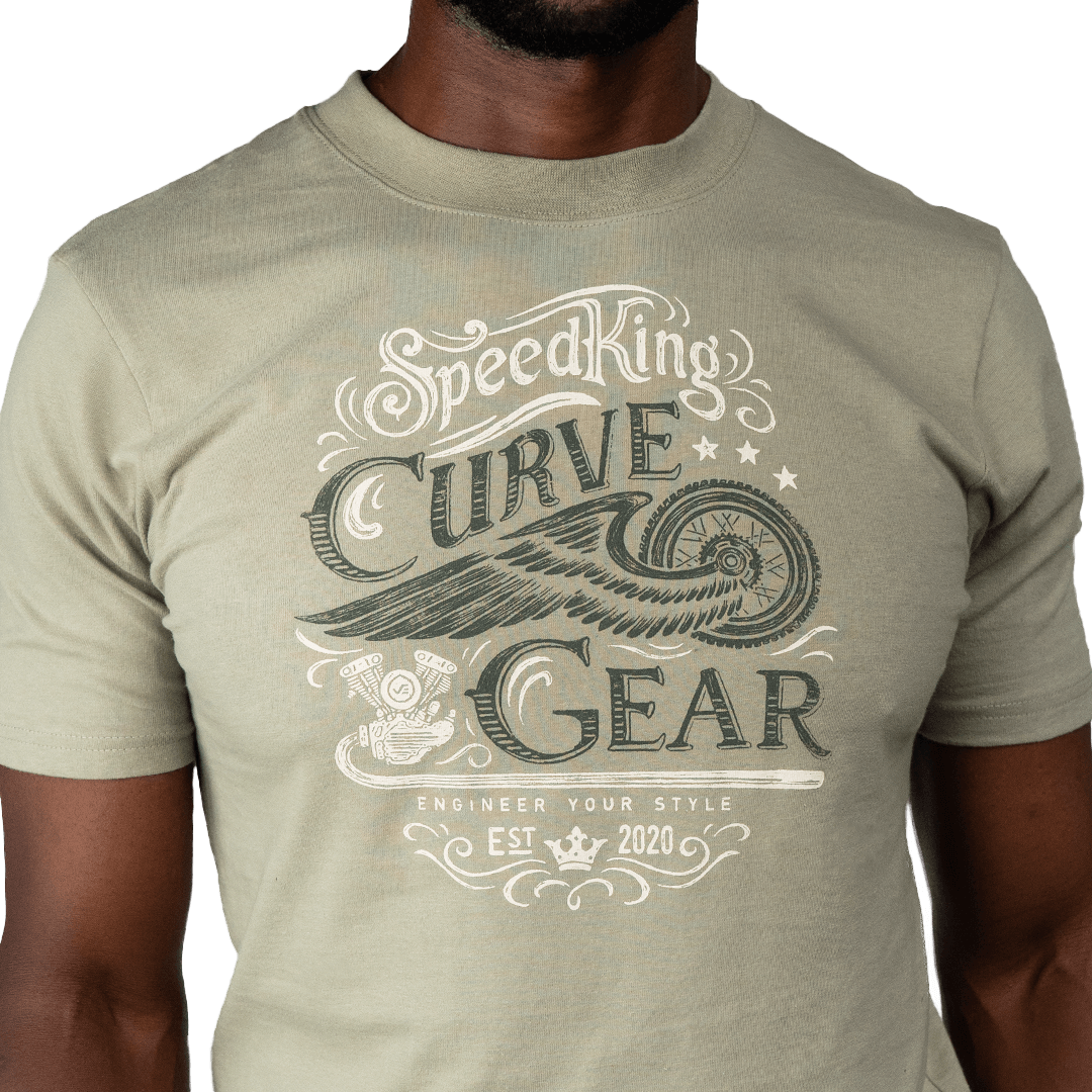 Café Racer Speed King T-Shirt Moss Green - Curve Gear