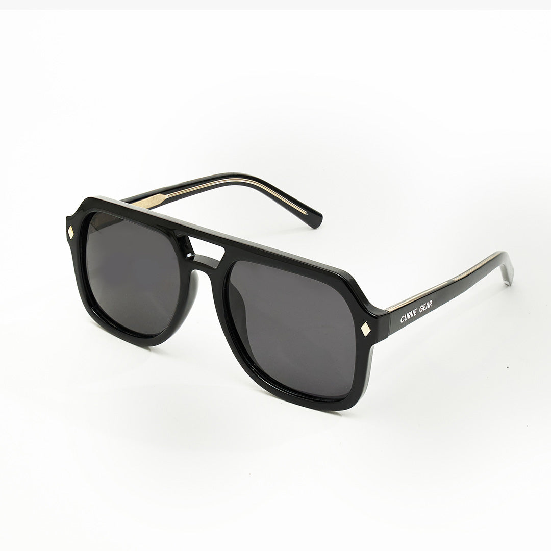 CG 903 Square Aviator Sunglasses Black - Sunglasses Curve