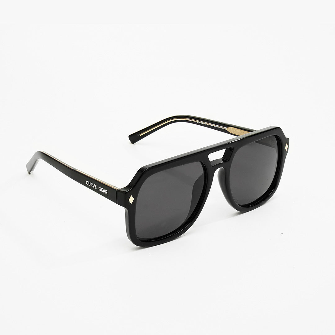 CG 903 Square Aviator Sunglasses Black - Sunglasses Curve