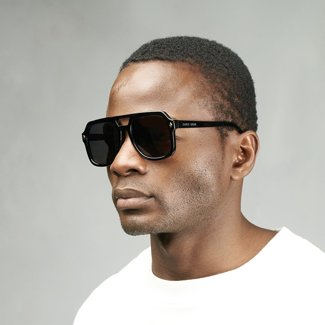 CG 903 Square Aviator Sunglasses Black Curve Gear