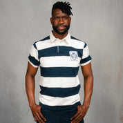 Elite Rugby Polo Navy & Off White Thick Stripe