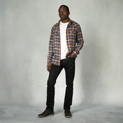 Drill Flannel Long Sleeve Shirt Blue Red Check - Shirts