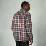 Drill Flannel Long Sleeve Shirt Blue Red Check - Shirts