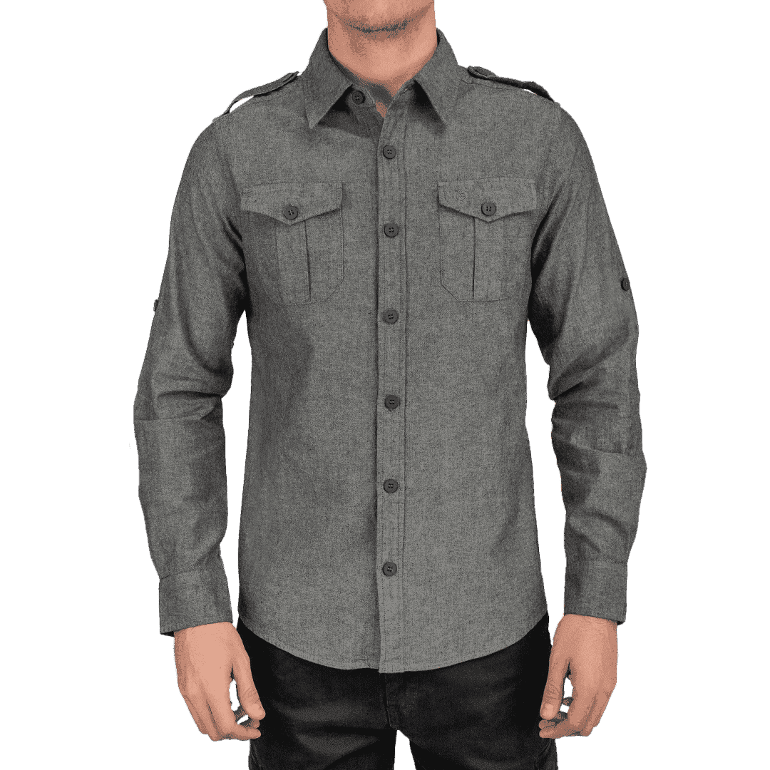 Foundry Grey Chambray Shirt - Shirts Curve Gear