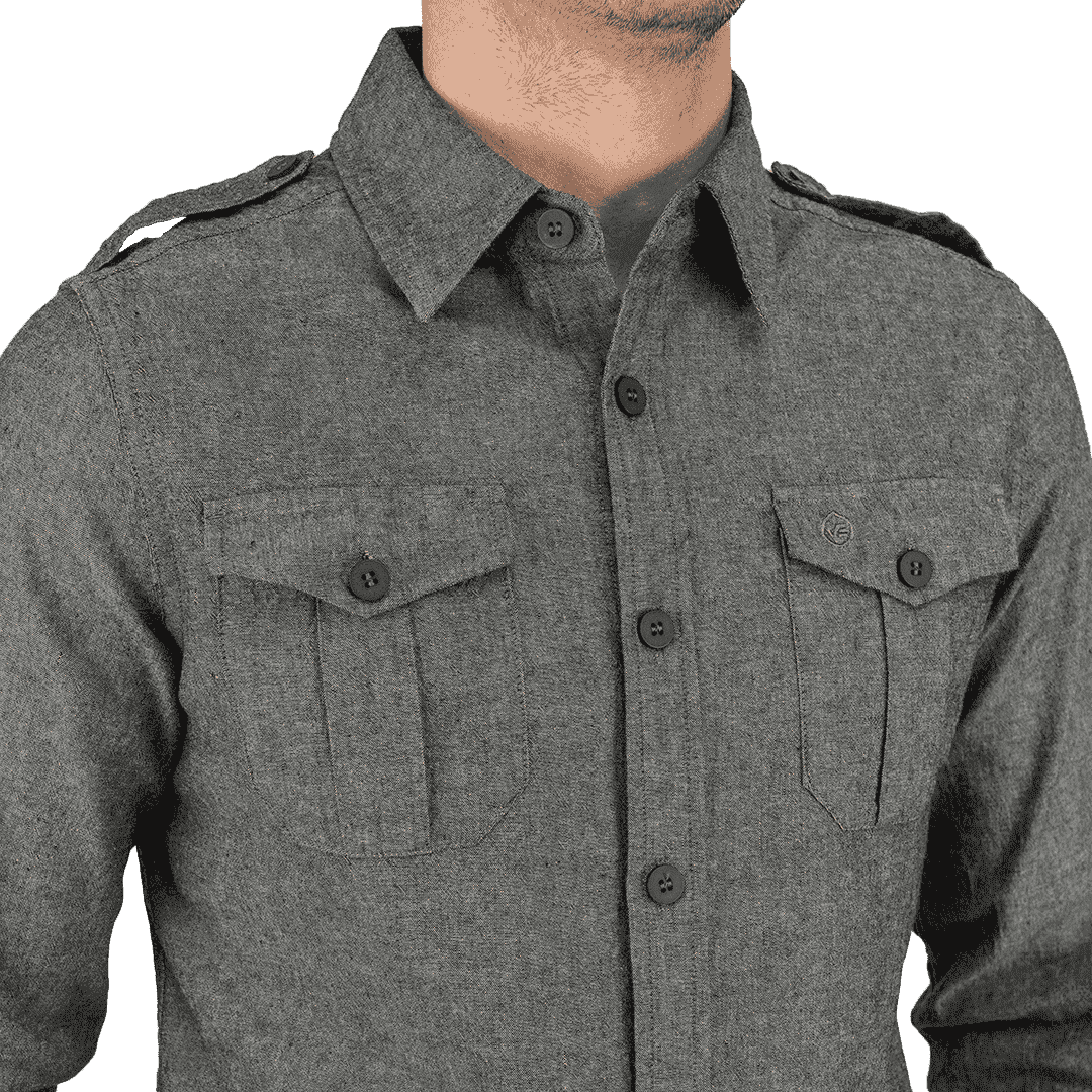 Foundry Grey Chambray Shirt - Shirts Curve Gear