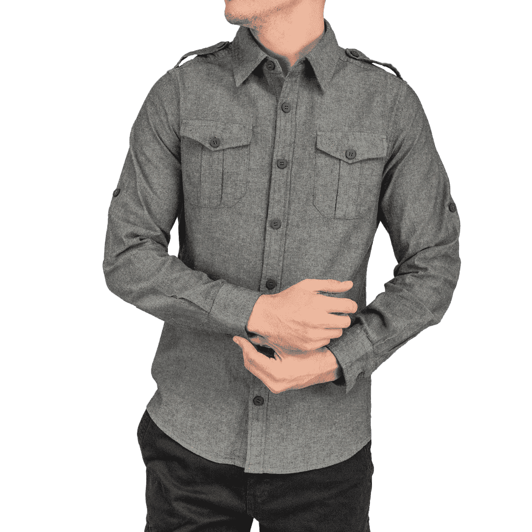 Foundry Grey Chambray Shirt - Shirts Curve Gear