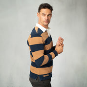 Hero Rugby Polo Shirt Caramel & Navy - Curve Gear