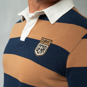 Hero Rugby Polo Shirt Caramel & Navy - Curve Gear