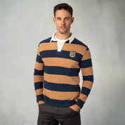 Hero Rugby Polo Shirt Caramel & Navy - Curve Gear