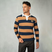 Hero Rugby Polo Shirt Caramel & Navy - Curve Gear