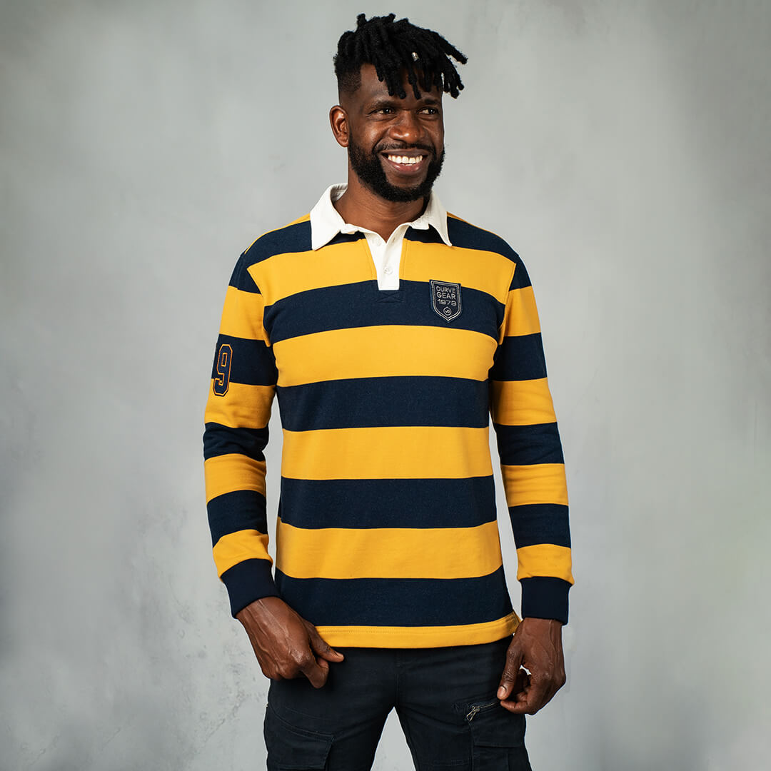 Hero Rugby Polo Shirt Mustard & Navy - Curve Gear