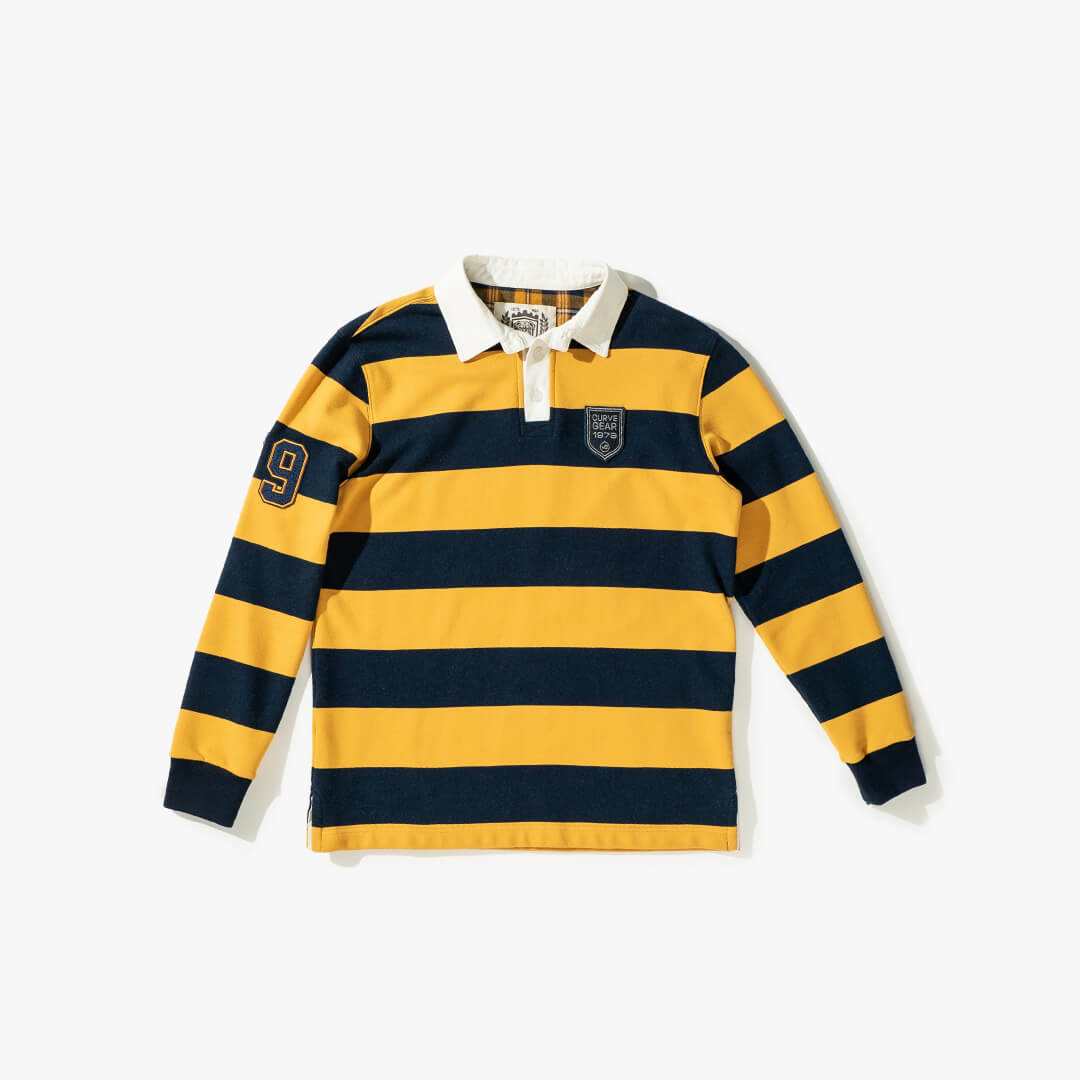 Hero Rugby Polo Shirt Mustard & Navy - Curve Gear