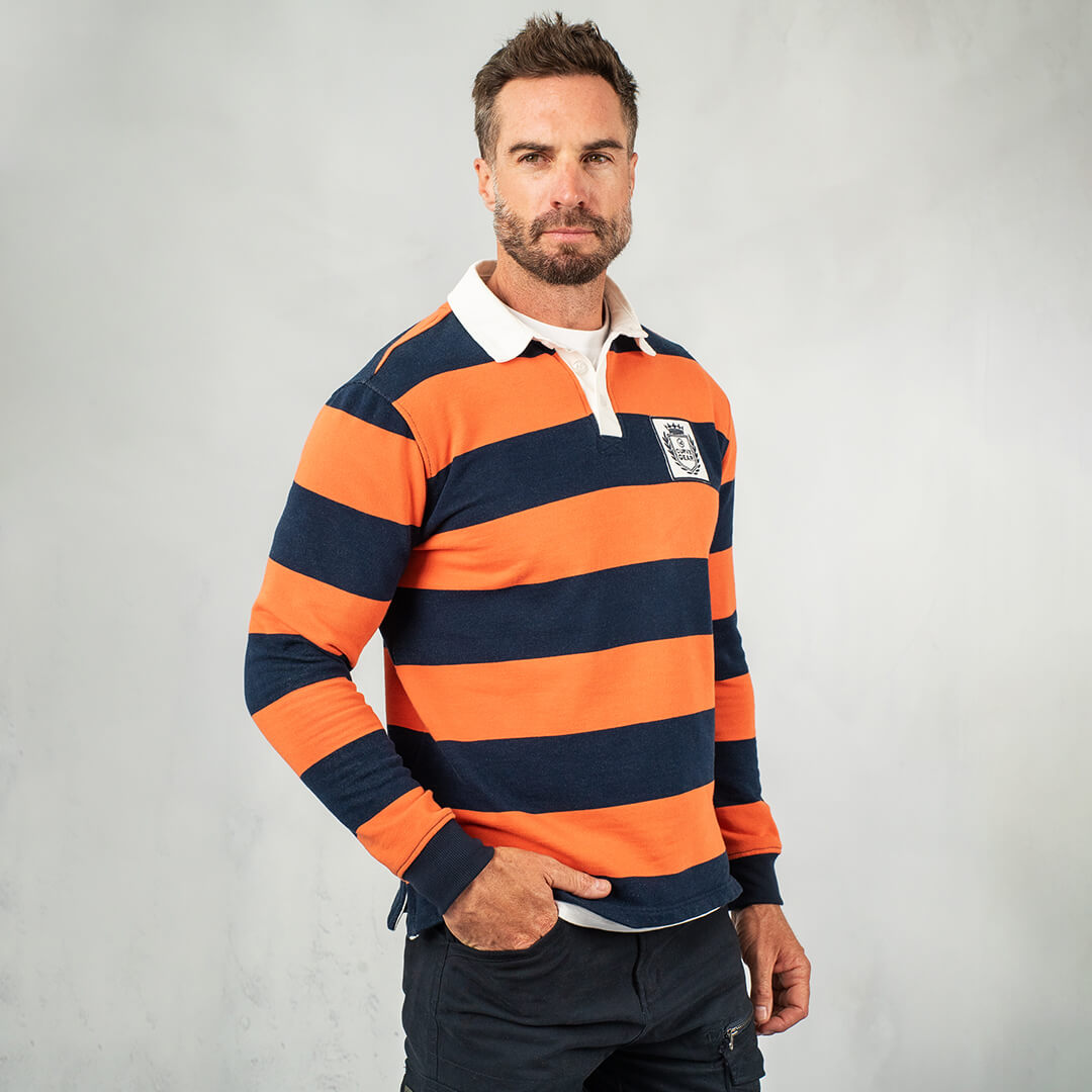 Hero Rugby Polo Shirt Orange & Navy - Polos Curve Gear