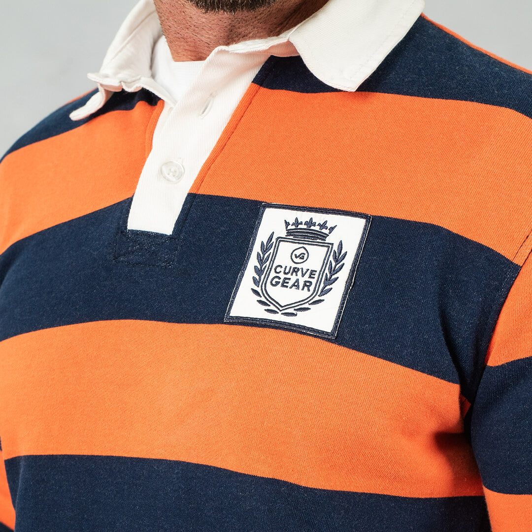 Hero Rugby Polo Shirt Orange & Navy - Polos Curve Gear