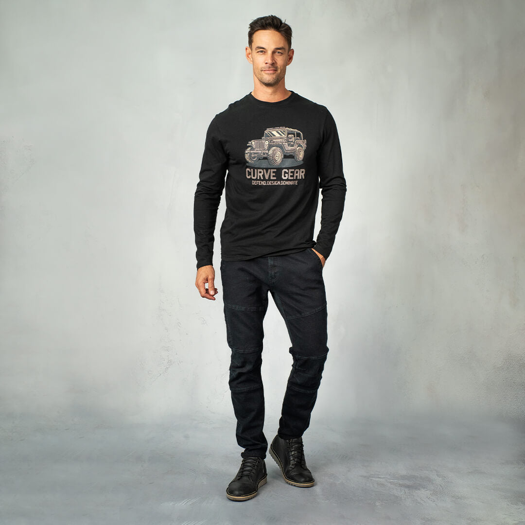 Jeep Long Sleeve T-Shirt Black - T-Shirts Curve Gear