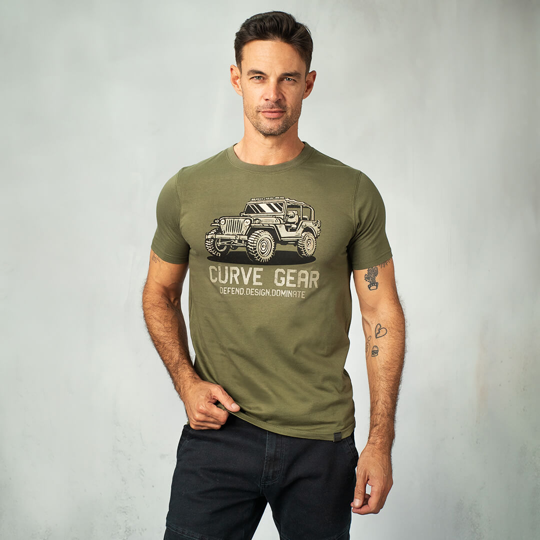 Jeep Short Sleeve T-Shirt Olive - T-Shirts Curve Gear