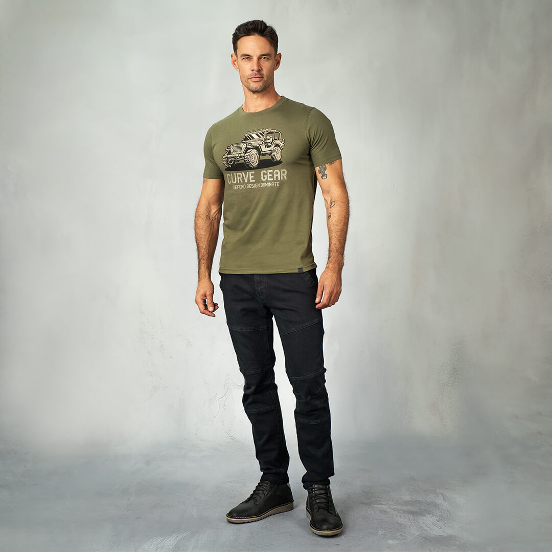 Jeep Short Sleeve T-Shirt Olive - T-Shirts Curve Gear