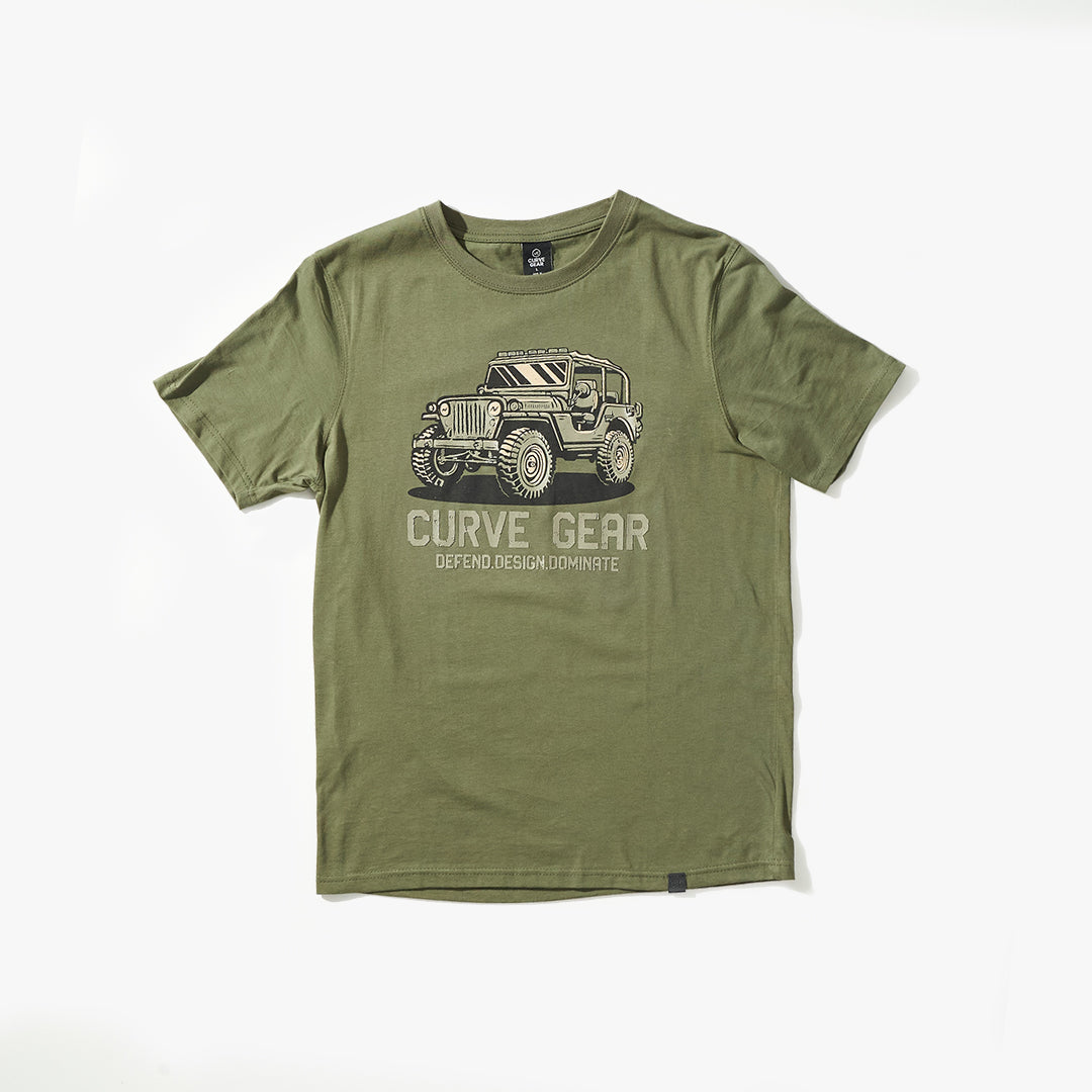 Jeep Short Sleeve T-Shirt Olive - T-Shirts Curve Gear