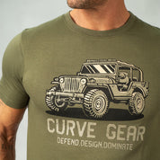 Jeep Short Sleeve T-Shirt Olive - T-Shirts Curve Gear