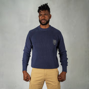 Military Badge Knitwear Indigo Blue - Knitwear Curve Gear