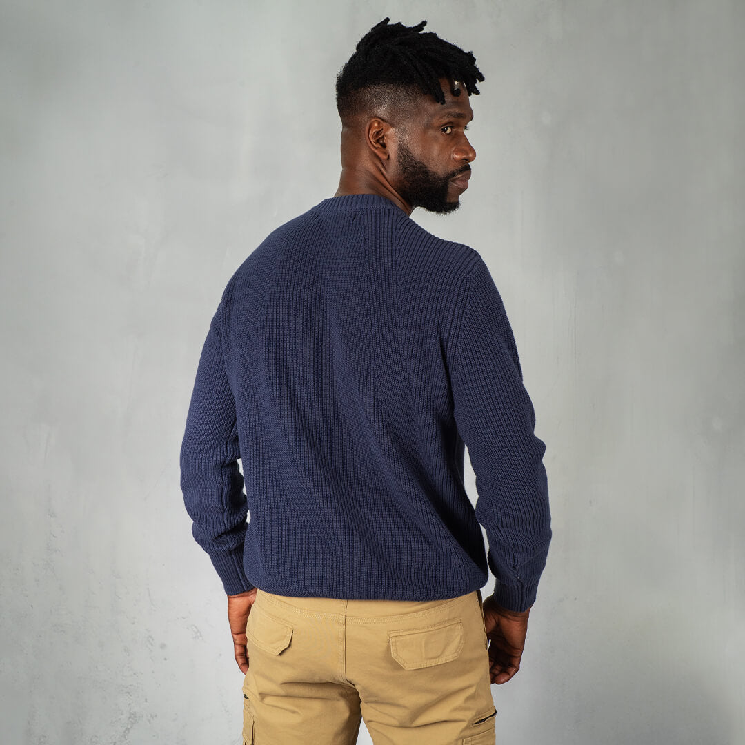 Military Badge Knitwear Indigo Blue - Knitwear Curve Gear