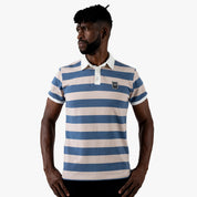 Striped Rugby Polo Shirt Blue Cream - Curve Gear