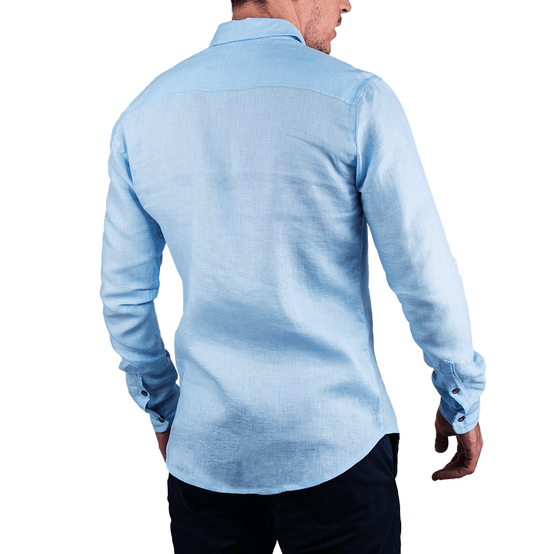 Silver Linen Shirt Light Blue - Curve Gear