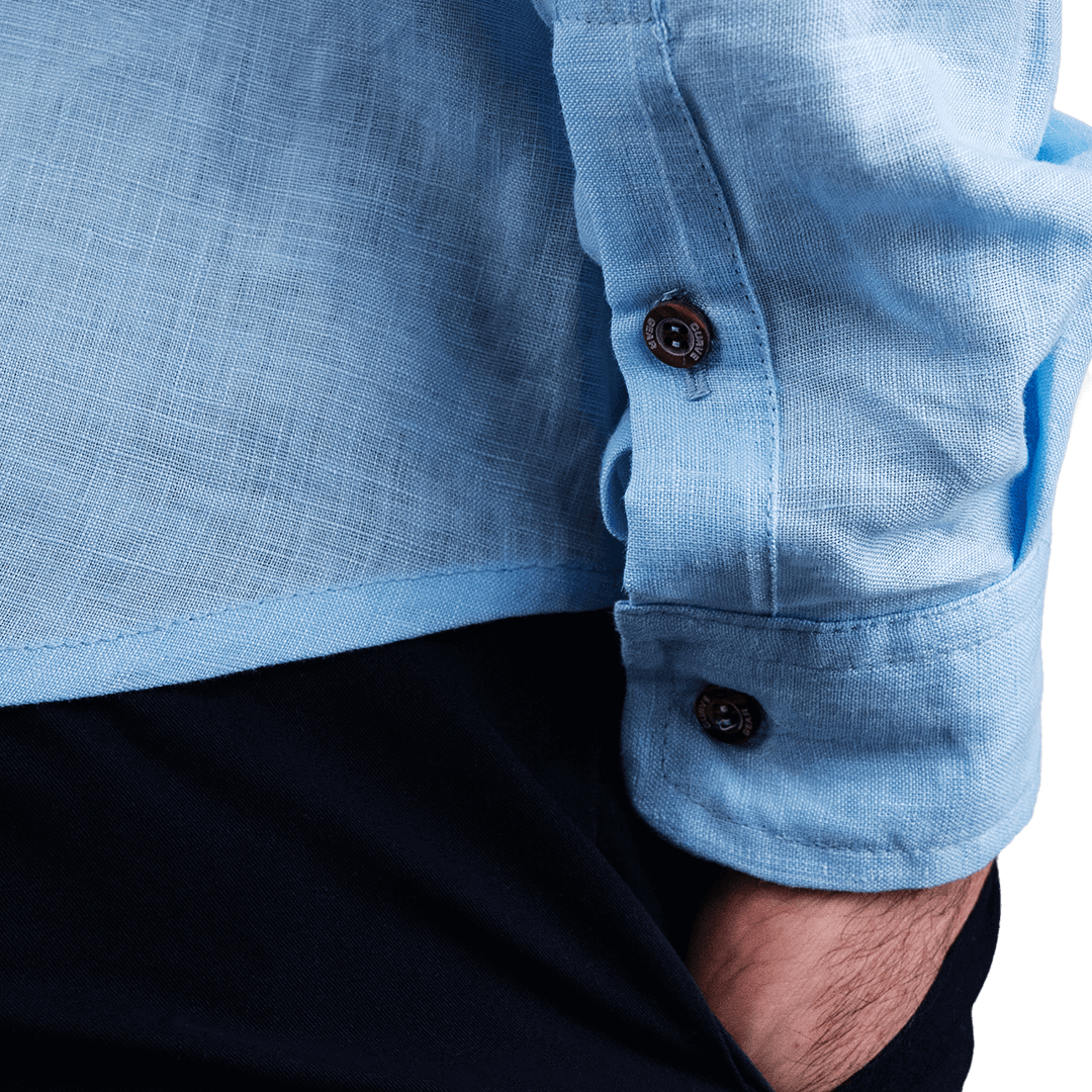 Silver Linen Shirt Light Blue - Curve Gear