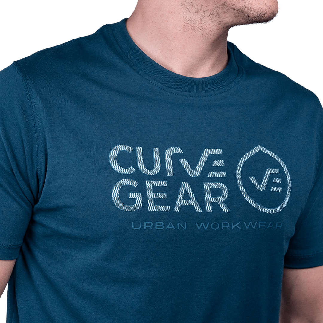 Iron T-Shirt Stacked Logo Teal - Curve Gear