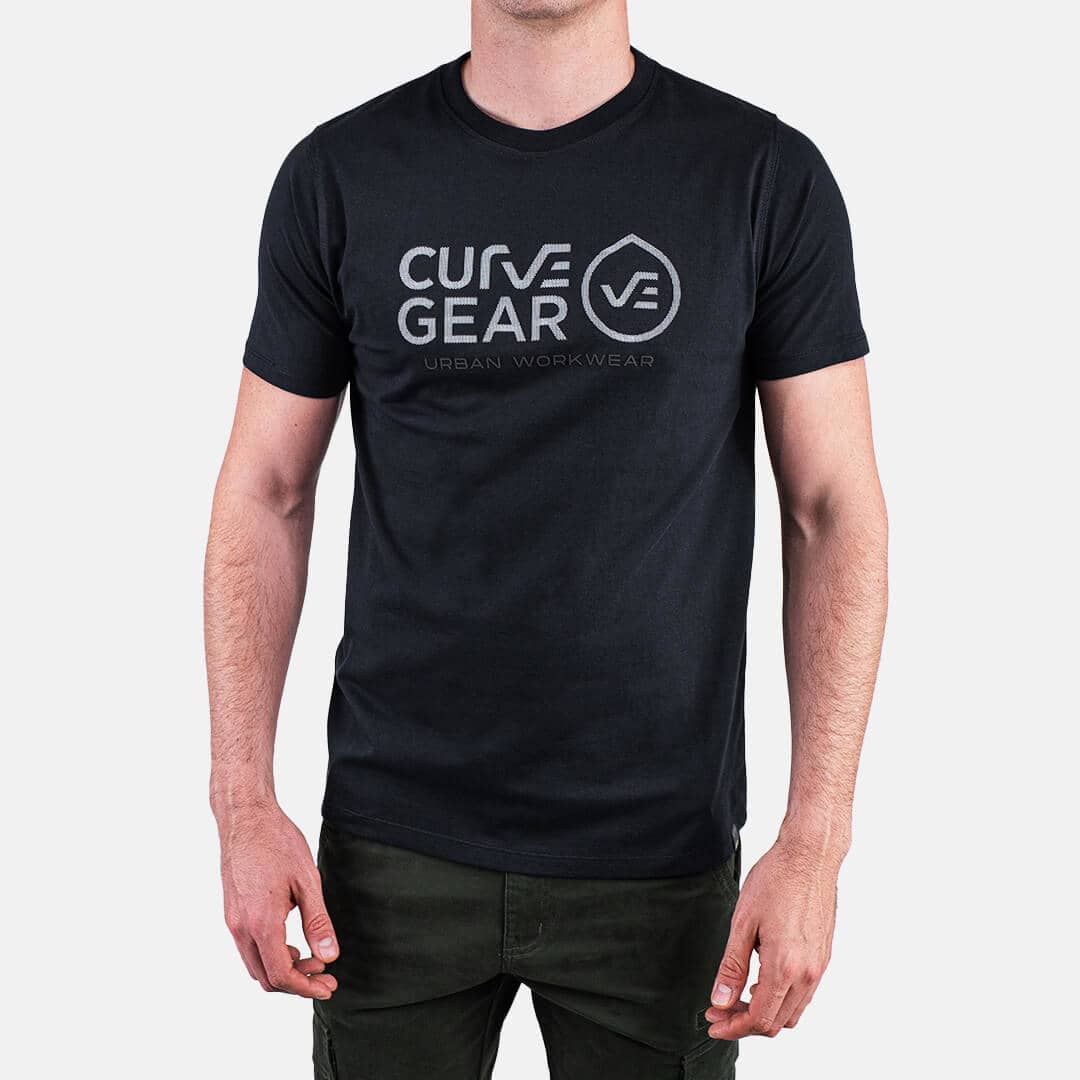 Curve Gear Iron T-Shirt Stacked Logo Black